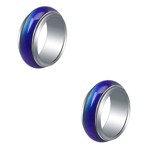Veemoon 2 Stück Stimmungsring Farbwechselring für Damen Herren Modischer Ring Hochwertigem Temperaturabhängiger Farbwechsel Kreatives von Veemoon
