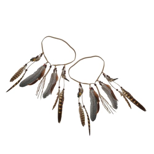 Veemoon 2stücke Haarreif Für Damen Boho Stil Mit Schmuck Und Quaste Verstellbares Stirnband Aus Geflochtenem Seil Für Indianerpartys Und Kostüme von Veemoon