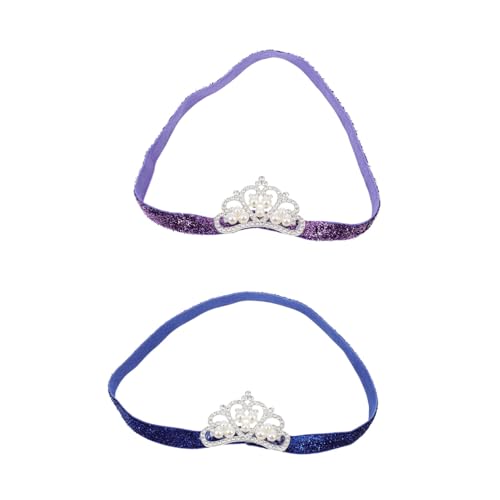 Veemoon 2 Stück Stirnband Elastisch Weich für Mädchen Geburtstag Party Fotografie Haarschmuck in Violett und Blau von Veemoon