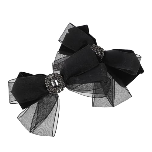 Veemoon 2 Stück Strass Schleifen Haarklammern Schwarze Mesh Schleifen Haarschmuck Damen Modische Haarschleifen Clips für Hochzeit Fotoshooting Geschenkidee von Veemoon