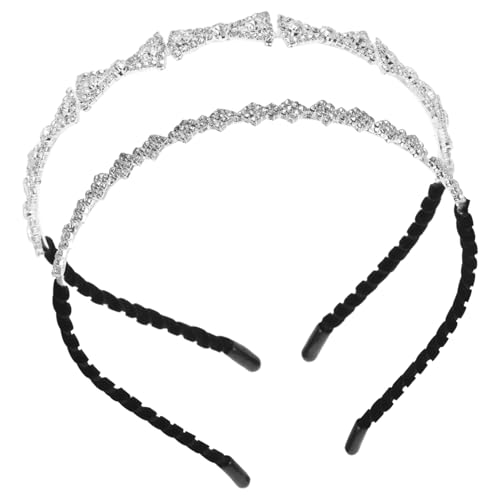 Veemoon 2stücke Stirnband Mit Strass Und Perlen Für Damen Glänzende Haarbänder Mit Für Urlaubs Und Brautschmuck Rutschfeste Umhüllung von Veemoon