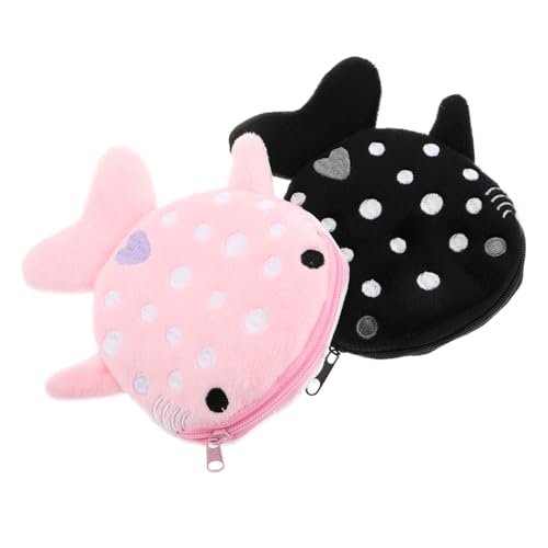 Veemoon 2stücke Niedlicher Plüsch-haifisch Geldbeutel Mit Reißverschluss Weicher Münzbeutel Für Damen Kleine Schmucktasche Und Praktischer Geldbeutel von Veemoon
