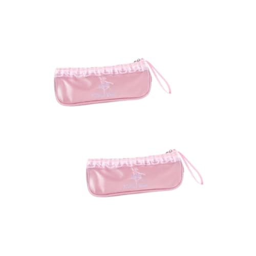 Veemoon 2 Stück Tasche für Tanzschuhe Tanztasche Mädchen Balletttasche Ballettschuhe Tanzschuhtasche Ballettschuh-Make-up-Tasche Ballettschuh-Schminktasche Polyester Rosa von Veemoon