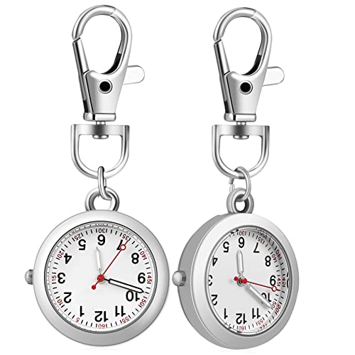 Veemoon 2stücke Taschenuhr Mit Leuchtenden Zeigern Clip-Uhren Für Krankenschwestern Runde Anhängeruhren Hängende Schnallen-taschenuhren Für Damen Und Herren von Veemoon