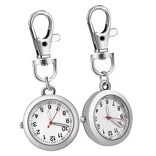 Veemoon 2stücke Taschenuhr Mit Leuchtenden Zeigern Clip-Uhren Für Krankenschwestern Und Ärzte Runde Anhängeruhren von Veemoon