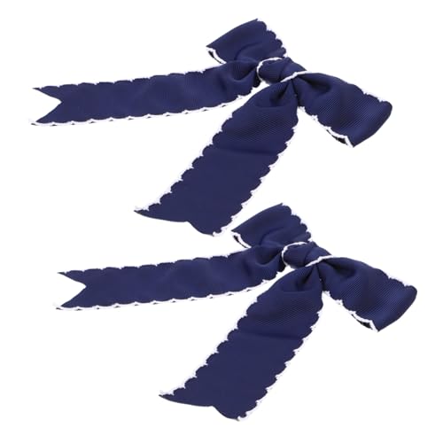 Veemoon 2 Stück Teiliges Blaue Haarspangen mit Schleifen für Mädchen Weiche Lange Ripsband-bowknot-haarclips Leichter Komfortabler Haarschmuck für Kleinkinder von Veemoon