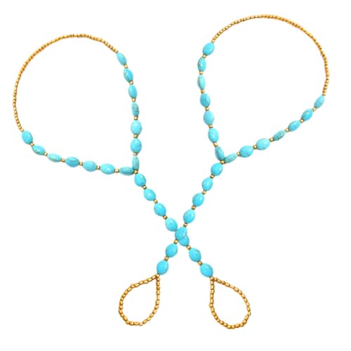 Veemoon 2 Stück Teiliges Damen Fußschmuck Elastische Fußkette mit Türkisfarbenen Perlen für Strand Hochzeit Bequeme Anklet Kette für Festliche Anlässe von Veemoon