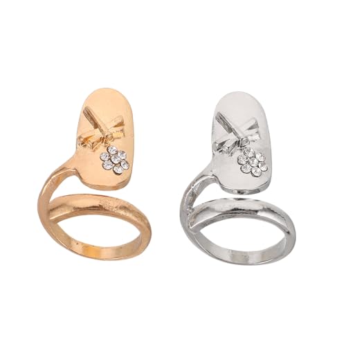 Veemoon 2stücke Nagelringe Für Frauen Nail Art Fingernagelschmuck Nägel Dekorationen Strass Ringe Fingerdekor Nägel Schmuck Fingertip Ringe Modische Nail Art von Veemoon