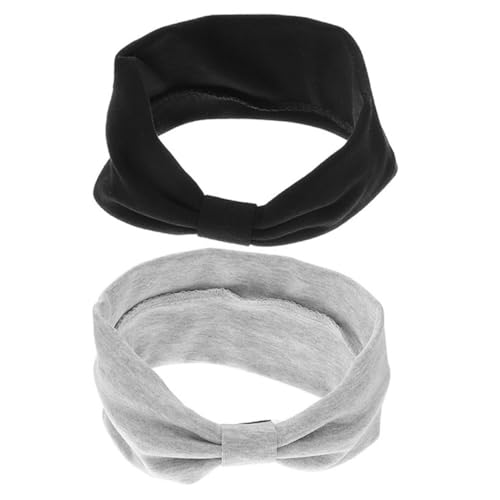 Veemoon 2 Stück Teiliges Fitness Stirnband Damen Elastisch Atmungsaktiv Sweatband für Sport Yoga Laufen Breites Dehnbares Haarband mit Schweißabsorption Komfortabel und Rutschfest Schwarz von Veemoon
