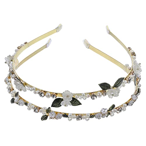 Veemoon 2 Stück Teiliges Haarband mit Funkelnden Strasssteinen und Perlen Hautfreundlich Komfortabel für Hochzeit Party Brautschmuck Festlicher Haarschmuck Damen von Veemoon