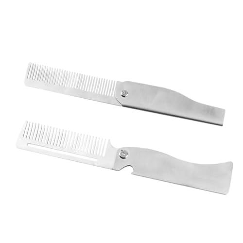 Veemoon 2 Stück Teiliges Herren Faltbarer Bart und Schnurrbartkamm aus Kompakt Leicht Reisetauglich zu Haaren Robust für Präzises Styling Unterwegs von Veemoon