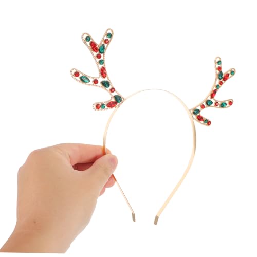 Veemoon 2 Stück Teiliges Hirschgeweih Haarreif Metall mit Funkelnden Strasssteinen Realistisches Rentier Geweih Stirnband für Damen Festliches Weihnachtsaccessoire für Party Cosplay und von Veemoon
