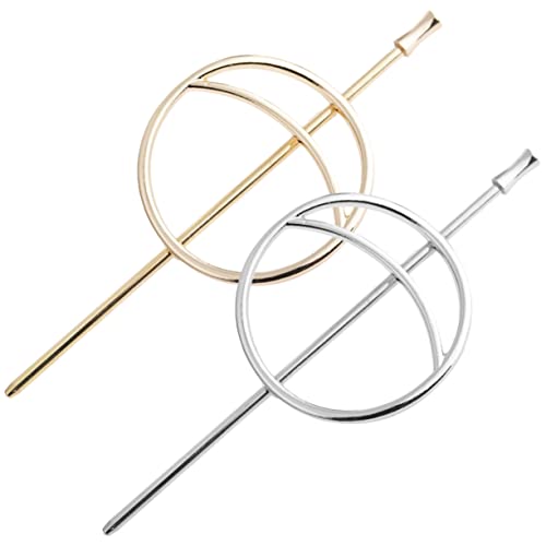 Veemoon 2 Stück Teiliges Metall Haarnadeln für Dutt Runde Filigrane Haarklammern Gold und Silber Leichte und Bruchsichere Haarschmuck Accessoires für Frauen und Mädchen von Veemoon