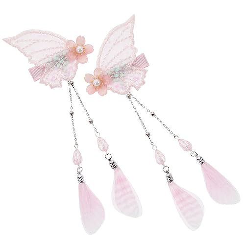 Veemoon 2 Stück Teiliges Schmetterling Haarclip mit Quaste und Perlen Niedlicher Haarschmuck in Langlebige Blumen Haarspangen für Mädchen und Damen Einfache Anwendung und Dekorative von Veemoon