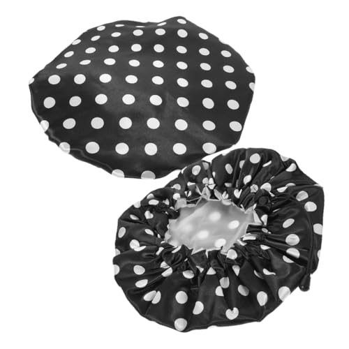 Veemoon 2 Stück Verstellbare Wasserdichte Duschhauben für Damen und Herren Große Badekappen für Langes Haar Frizz Schutz Schnell Absorbierende Deep Conditioning Hair Caps Schwarz von Veemoon