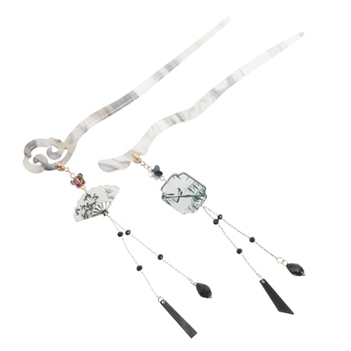 Veemoon 2 Stück Vintage Chinesische Haarstäbe mit Wasserfarbe Haarnadeln für Hochsteckfrisuren Retro Haaraccessoires für Hochzeiten und Besondere Anlässe von Veemoon