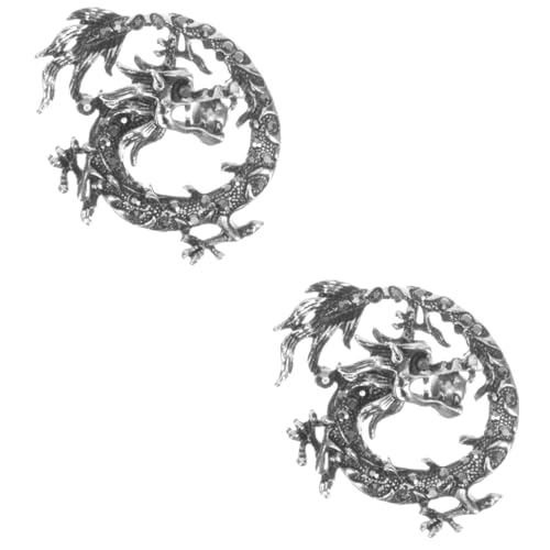 Veemoon 2 Stück Vintage Drachenbrosche Extragroße Chinesische Drachen Anstecknadel für Anzüge Schals Langlebig Stylisch für Männer die Auffallen Möchten von Veemoon