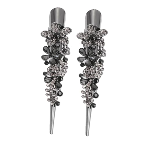 Veemoon 2 Stück Vintage Große Metall Haarspangen mit Strasssteinen Retro Haarschmuck mit Duckbillclip Vielseitig für Damen und Mädchen Eleganter Retro Look Leicht und Tragbar von Veemoon