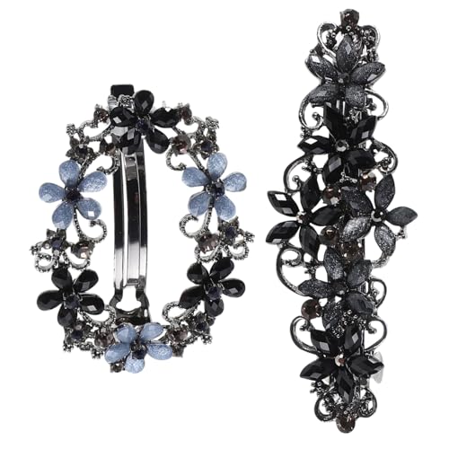 Veemoon 2 Stück Vintage Haarklammern mit Strass Blumen Haarspangen Dekorative Clips aus Langlebig und für Damen Hochzeits Accessoires von Veemoon
