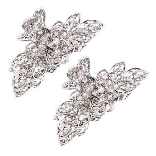Veemoon 2 Stück Vintage Rhinestone Haarklammern für Damen Blumen Haarclips für Dickes und Haar für Badezimmer Küche und Reisen von Veemoon