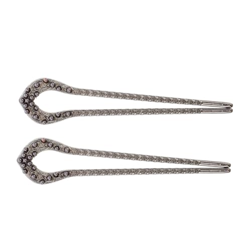 Veemoon 2 Stück Vintage U förmige Haarnadel mit Perlen Chinesischer Haarschmuck Traditioneller Haarnadel stab Minimalistisches Design Stabiles U design Langlebiges Accessoire für von Veemoon