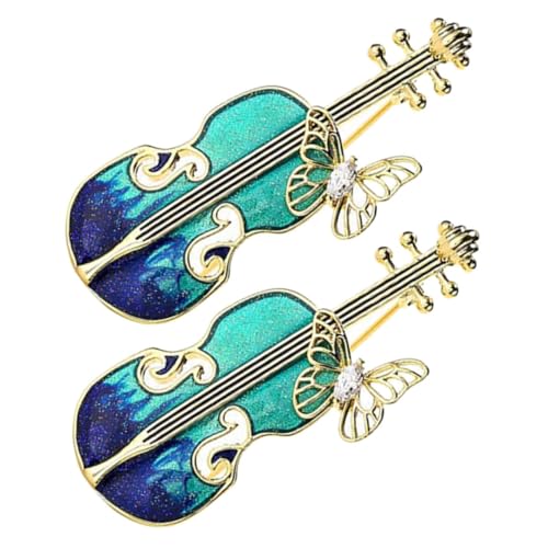 Veemoon 2 Stück Violine Brosche Musik-Schmuck-Brosche Brosche für Kleidung Musikbrosche Schal-Clip-Brosche Instrumente Kleidung Brosche Anstecknadel Schmuck Schal Brosche Zinklegierung von Veemoon