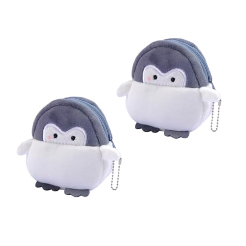 Veemoon 2 Stück Pinguin Münzbeutel Plüsch Kreative Geldbeutel für Frauen Tragbare Kleingeldbörse Süßes Cartoon Design für Reisen und Alltag von Veemoon