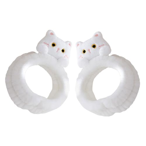 Veemoon 2 Stück Weiches Rutschfestes Katzen Stirnband aus Flauschigem Flanell Teiliges für Damen zum Waschen Gesichts Make Up Entfernung Sanfte Hautpflege und Komfortables Styling von Veemoon