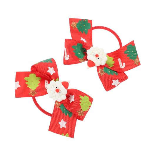 Veemoon 2 Stück Weihnachtliche Haargummis mit Schleifenmuster Elastische Haarbänder für Mädchen und Damen Weiche Strapazierfähige Ponytail Halter Festhaltend Haarschäden Festliche von Veemoon
