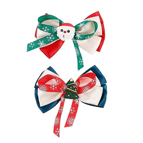 Veemoon 2 Stück Weihnachtliche Haarschleifen Haarspangen für Mädchen Glatte Oberfläche Rostfrei Süßer Schleifen Look Komfortabel Fest Haltend für Weihnachtsfeier und Kinderfest von Veemoon