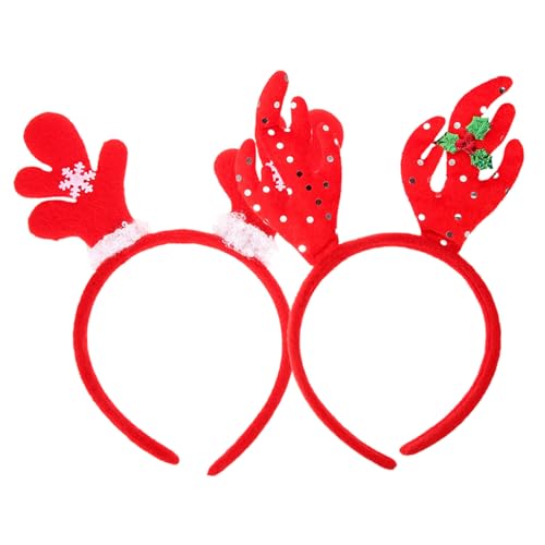 Veemoon 2 Stück Weihnachtliches Antler Headband mit Glänzenden Pailletten Verstellbar Festliche Haarreifen für Damen für Weihnachtsfeiern und Winterkostüm von Veemoon