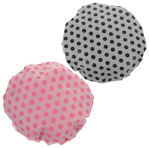 Veemoon 2 Stück Wiederverwendbare Duschhaube Damen Elastische Badekappe mit Mikrofaser sauginnenschicht Leicht und Stabil Für Erwachsene Alltag Dusche von Veemoon