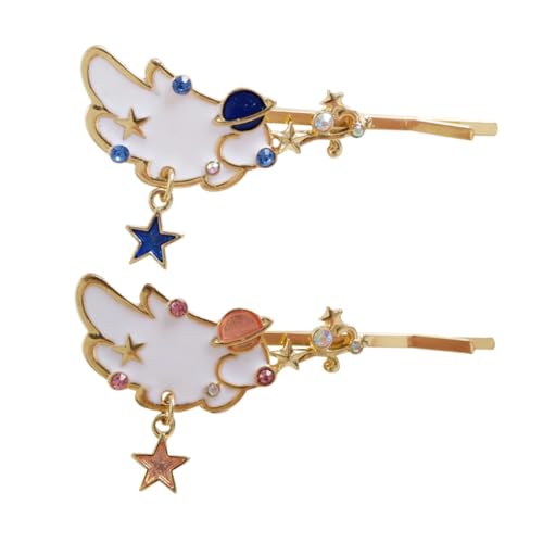 Veemoon 2 Stück Wing Design Haarklammer mit Planetendekor Kreative Stern haarspangen für Damen und Mädchen Einfache Stylische Haarclips Farblich Zufällig Langlebiges Zufällige Farbe von Veemoon