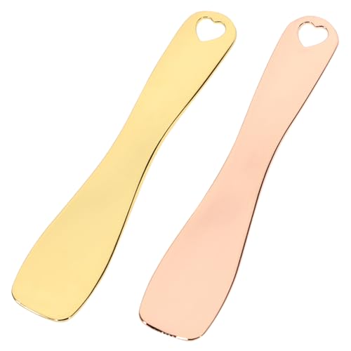 Veemoon 2 Stück Zinklegierung Kosmetikspatel Mini Gesichtsspatel Creme Löffel Hautpflege Werkzeug Tragbar Roségold von Veemoon