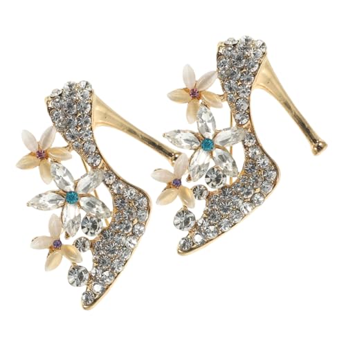 Veemoon 2 Stücke Hochzeitsbroschen für Damen Blume Anstecknadel mit High Heel Design Eleganter Schal Clip Funkelnde Schmuckstücke für Modebewusste Frauen von Veemoon