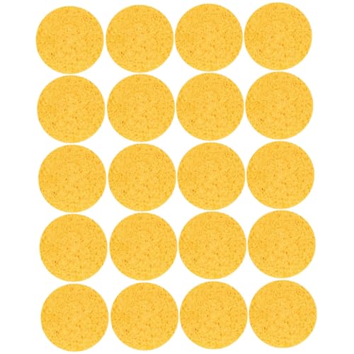 Veemoon 20 Stück Natürliche Zellulose Make Up Schwämme Runde Gesichtsreinigungspads Sanftes Peeling Wiederverwendbar Feuchtigkeitsspendend für Make Up Entferner und Foundation Gelb von Veemoon