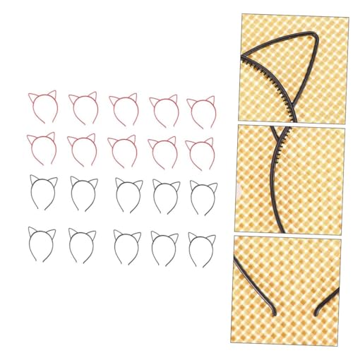 Veemoon 20 Stück Teiliges Katzenohren Stirnband Niedliche Katzenohren Haarreifen in Schwarz und Rot Leichtes Bequemes Haarschmuck Zubehör für Party Kostüm Cosplay und Fotoshootings von Veemoon