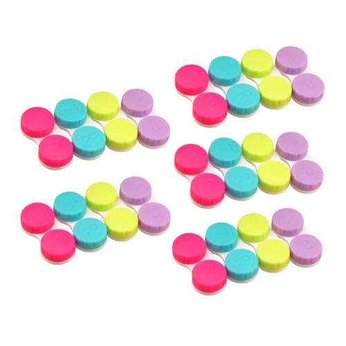 Veemoon 20 Stück Teiliges Set Bunte Doppel Linsenboxen Schraubverschluss Tragbarer Kontaktlinsenbehälter Organizer für Reisen und Alltag Farben Kompakt Leicht von Veemoon