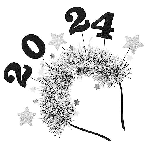 Veemoon 2024 Happy New Year Haarreif Mit Glitzer Und Sternen - Silvester Kopfschmuck - Ideal Für Abschlussfeiern Partys Und Festliche Anlässe Perfektes Zur Dekoration von Veemoon