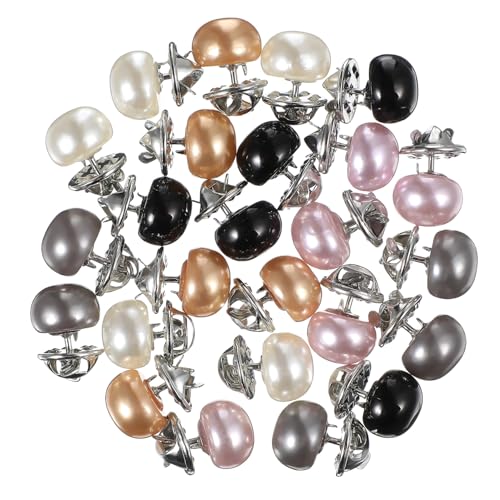 Veemoon 25stücke Kombination Exposure Brooches in Schwarz Hellrosa Perlenweiß Champagner Und Schützende Knöpfe Für Kleidung Blusen Und Röcke Für Frauen von Veemoon