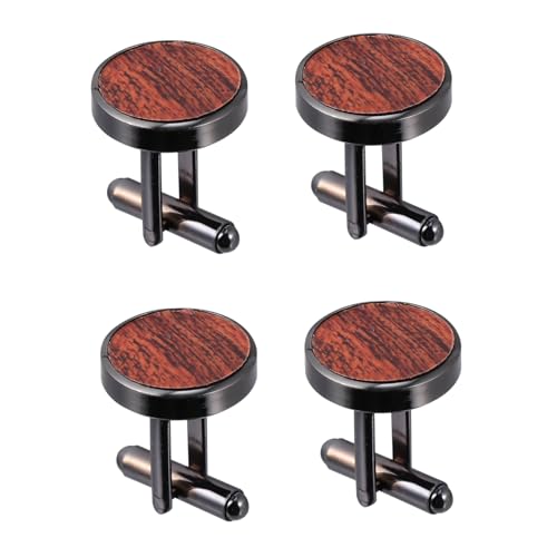 Veemoon 2 Paar Runde Manschettenknöpfe Holz für Herren Französische Hemdmanschettenknöpfe Dekorative Manschettennägel für Hemden Leicht und Langlebig für Besondere Anlässe von Veemoon