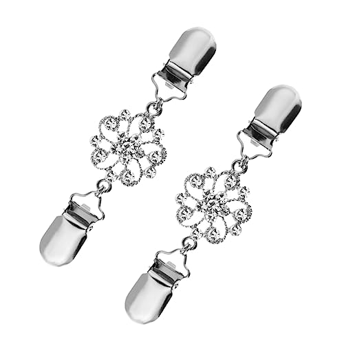 Veemoon 2 Stück Kleidung Clips Broschenclips Für Frauen Pullover Schal Befestigungen Blumen Design Strass Zinklegierung Broschenklammern Pulloverklammern Schalbroschenverschlüsse von Veemoon