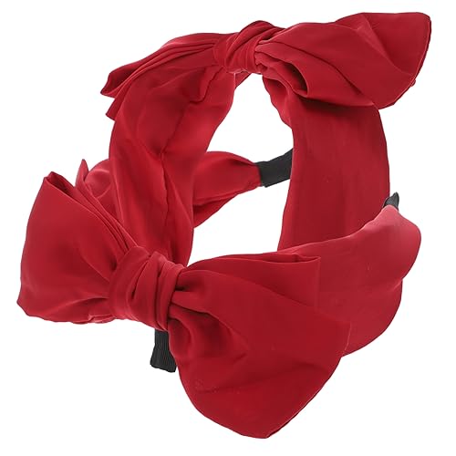 Veemoon 2stücke Doppelt Schlaufe Haarreif Für Mädchen Breiter Satin Kopfschmuck Elastisches Haarband Mit Großer Schleife Weinrot Schlichte Stilvolle Haaraccessoires Für Festliche von Veemoon