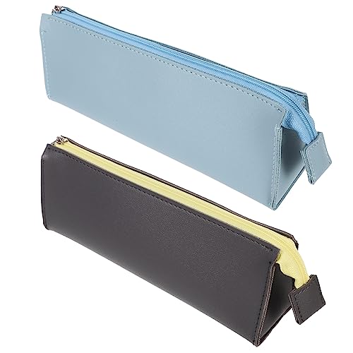 Veemoon 2stücke Federmäppchen Aus Leder Schmal Und Ästhetisch Für Stifte Und Kosmetika Tragbar Und Praktisch Mit Ausreichend Platz Für Organisation von Veemoon