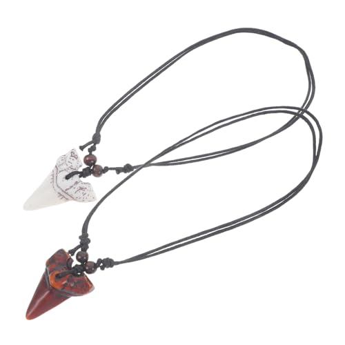 Veemoon 2stücke Strandhalskette Für Männer Mit Haifischzahn-anhänger Verstellbare Halsketten Aus Harz Modisch Und Langlebig von Veemoon