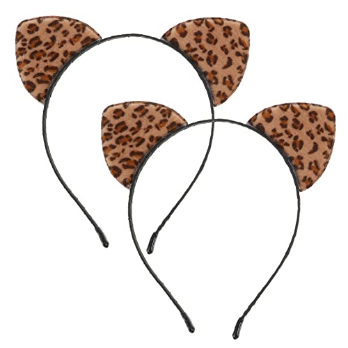 Veemoon 2Stücke Leopard Katzenohr Stirnband für Cosplay und Partys Haarreif mit Weichen Katzenohren für Mädchen und Vielseitiger Kopfschmuck für Halloween und Themenfeste von Veemoon