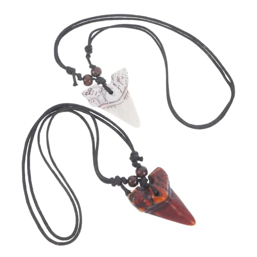Veemoon 2stücke Haifischzahn Halskette Für Herren Tribal Stil Harz Kette Verstellbare Strand Halskette Für Jungen Mit Zahn Anhänger Surfer Für Männer von Veemoon