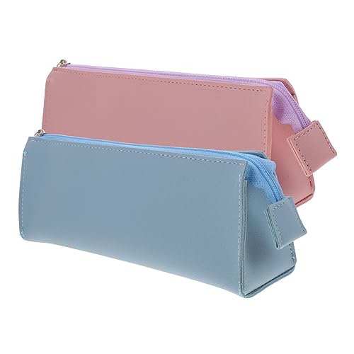Veemoon 2stücke Pu Federmäppchen Rosa Und Blau Multifunktionale Stiftetui Für Schüler Kosmetiktasche Minimalistisches Design Aufbewahrung Für Schreibwaren Und Make-up von Veemoon