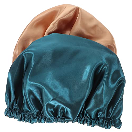 Veemoon 2stücke Satin-haarhaube Zum Schlafen Verstellbare Duschhauben Für Damen Tragbare Satinhaube Atmungsaktiv Geeignet Für Make-up Spa Und Gesichtsreinigung Groß Genug Für Frisuren von Veemoon