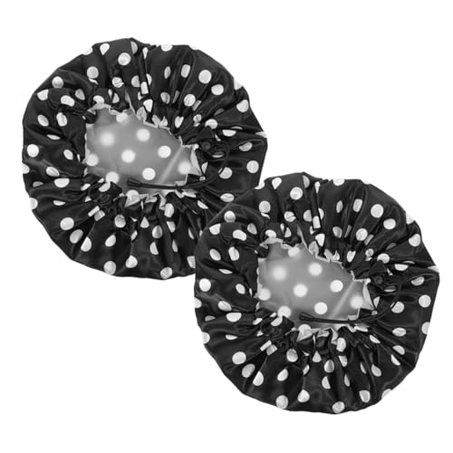 Veemoon Duschhaube 2 Stück für Damen Verstellbare Elastische Haarabdeckung aus Satin Große Duschhaube für Langes Haar Wiederverwendbar für Dusche und Bad von Veemoon